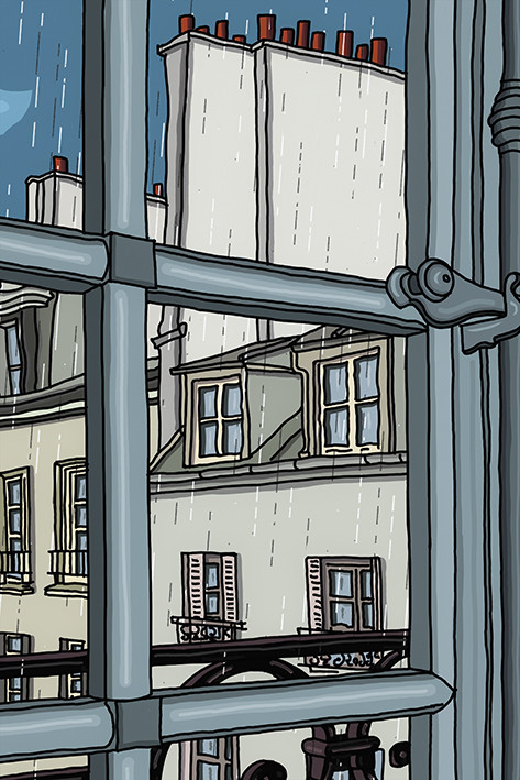 la pluie derrière la fenêtre